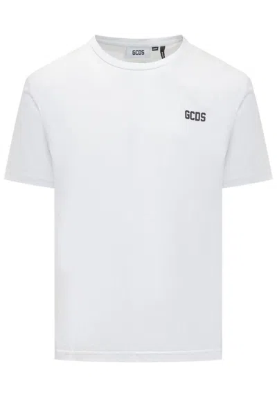 Gcds Crew Neck Logo T-shirt With Plain Pattern In White
