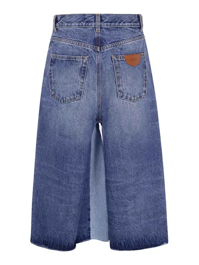 Chloé Two-tone Denim Bermuda Shorts In Blue