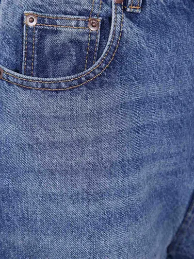 Chloé Two-tone Denim Bermuda Shorts In Blue