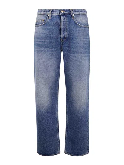 Golden Goose Denim Pants With Classic Five-pocket Design And Distinctive Patch In Blue
