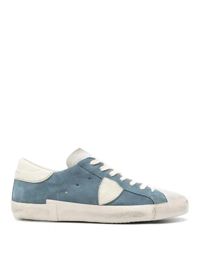 Philippe Model Low Top Sneakers Suede Panels In Blue