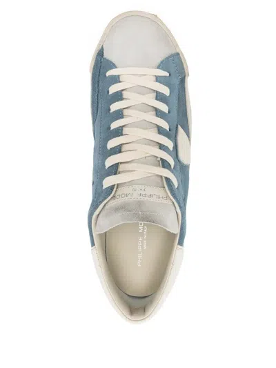 Philippe Model Low Top Sneakers Suede Panels In Blue