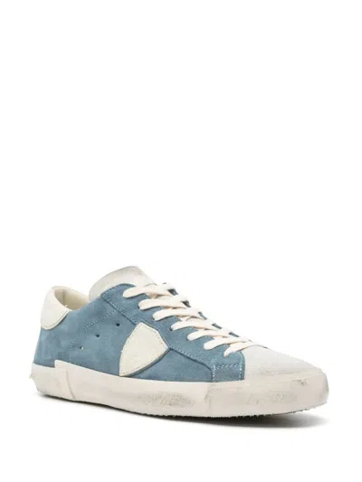 Philippe Model Low Top Sneakers Suede Panels In Blue