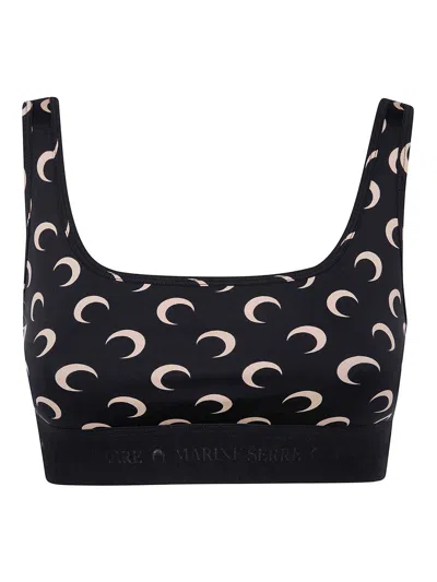 Marine Serre Crescent Moon Print Top In Brown