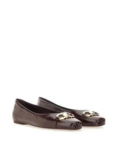 Ferragamo Ornament Hooks Ballet Flats In Dark Red