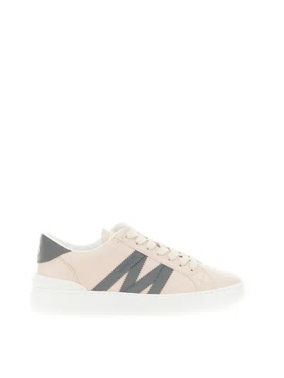 Moncler Monaco M Faux-leather Sneakers In Pink