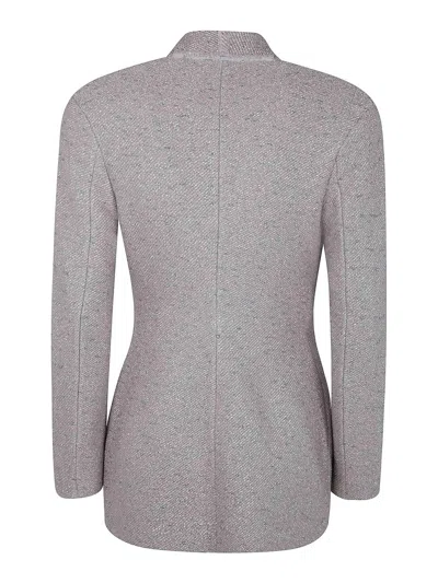 Giorgio Armani Woven Point Lapel Jacket In Grey