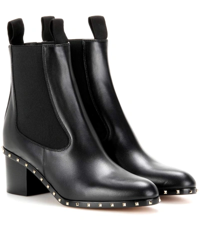 Shop Valentino Garavani Soul Rockstud Leather Ankle Boots In Llack