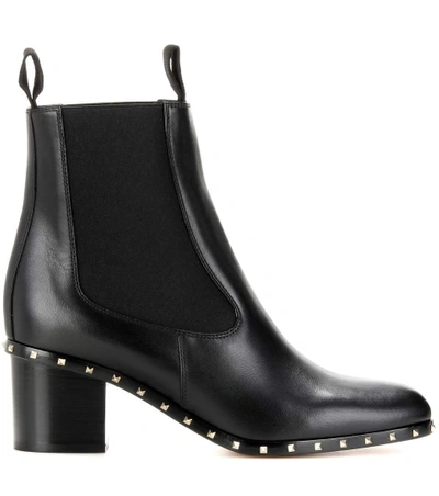 Shop Valentino Garavani Soul Rockstud Leather Ankle Boots In Llack