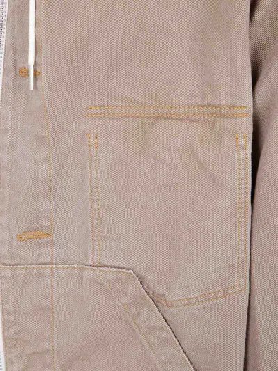 Sacai Denim Jacket With Adjustable Hem And Hood In Nude & Neutrals