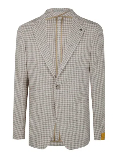 Tagliatore Checked Blazer In Nude & Neutrals