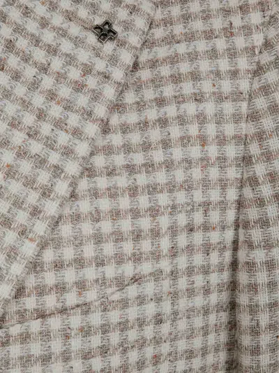 Tagliatore Checked Blazer In Nude & Neutrals