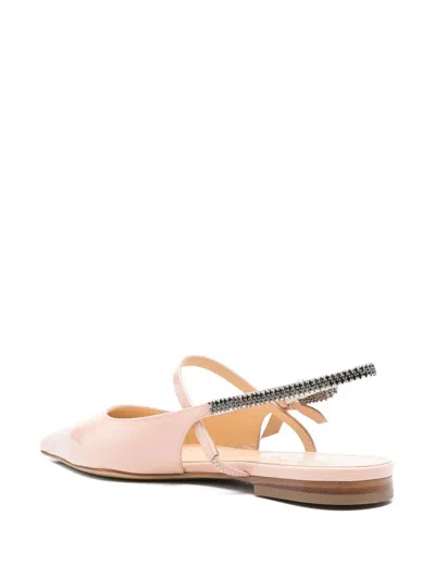 Mach&mach Crystal Cube Slingback Flats 10mm In Nude & Neutrals