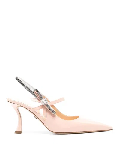 Mach&mach Mach & Mach Women Crystal Cuba Nude Patent Leather Slingback 85mm In Nude & Neutrals