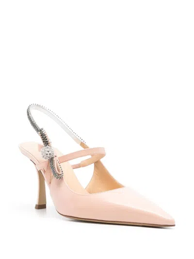 Mach&mach Mach & Mach Women Crystal Cuba Nude Patent Leather Slingback 85mm In Nude & Neutrals
