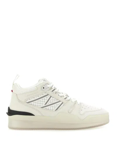 Moncler High Top Pivot Sneakers With Rubber Sole In White