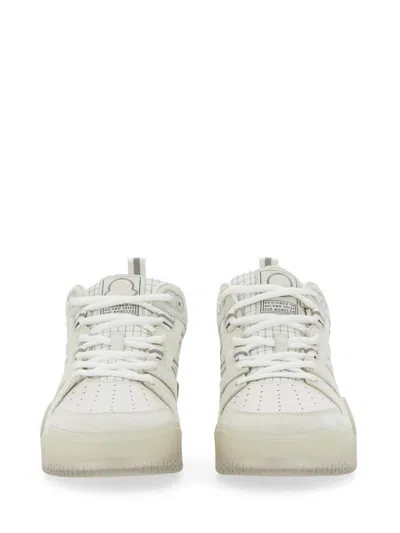 Moncler High Top Pivot Sneakers With Rubber Sole In White