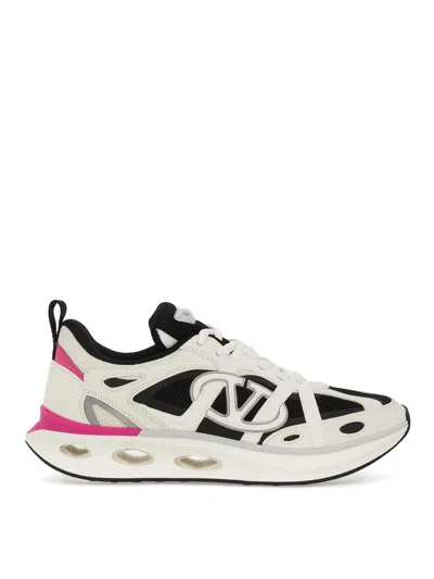 Valentino White Fabric Athletic Sneakers In White