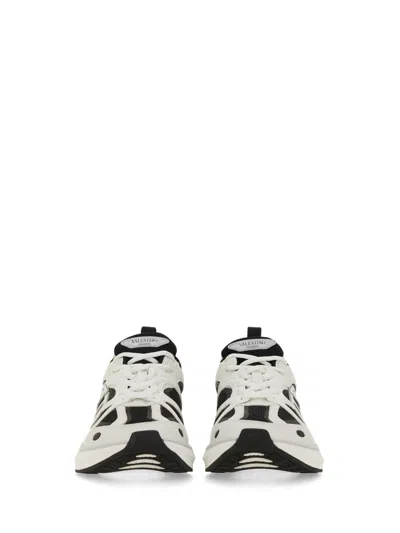 Valentino White Fabric Athletic Sneakers In White