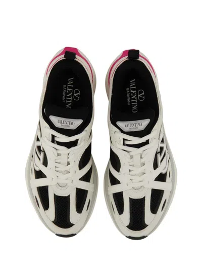 Valentino White Fabric Athletic Sneakers In White