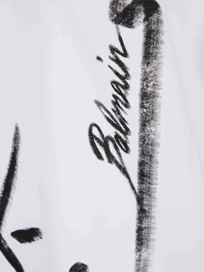 Balmain Sl Writing Printed T-shirt In White