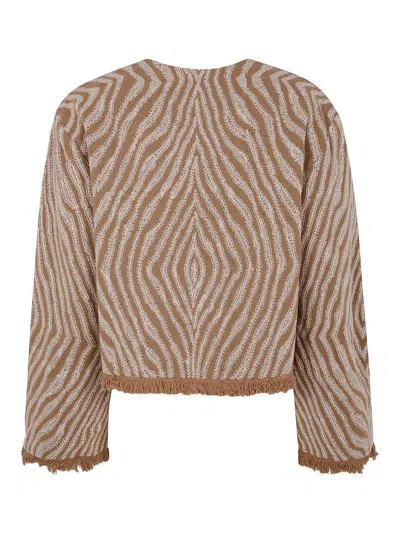 By Malene Birger Cropped Fringe Blazer Textured Fabric In White