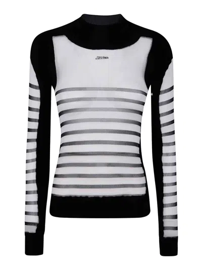 Jean Paul Gaultier Printed 'mariniere' Knit Pullover In White