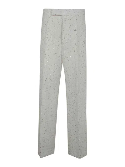 Sapio Sequins Straight Leg Trousers In White