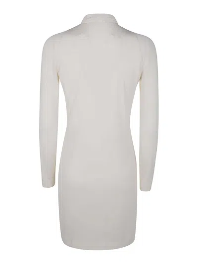 Tom Ford V-neck Draped Mini Dress With Buckle Detail In Weiss