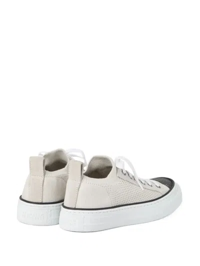 Brunello Cucinelli White Low Top Sneaker With Tab On The Heel In White