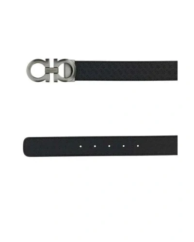 Ferragamo Reversible Leather Belt Adjustable Length Embossed Pattern