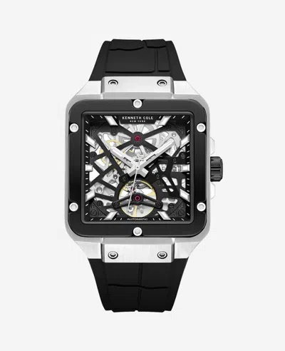 Kenneth Cole Automatic Silicone Watch In Black
