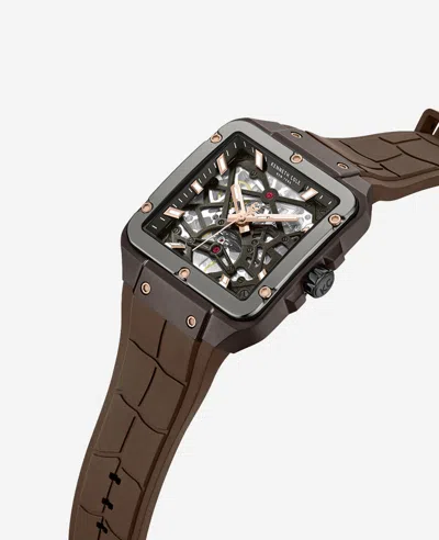 Kenneth Cole Automatic Silicone Watch In Brown