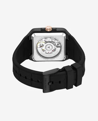 Kenneth Cole Automatic Silicone Watch In Black