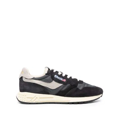 Autry Reelwind Low Suede And Shell Sneakers In Black
