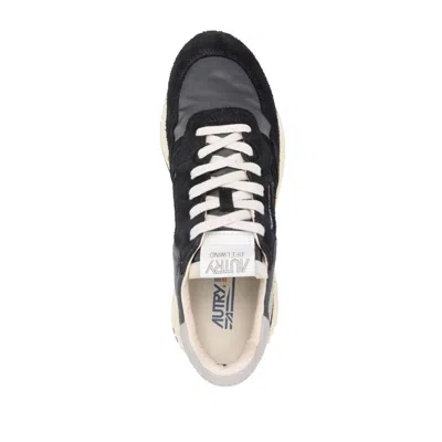 Autry Reelwind Low Suede And Shell Sneakers In Black