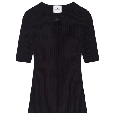 Courrèges Solar Logo-patch Ribbed T-shirt