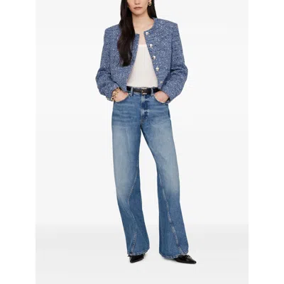 Anine Bing Cropped Tweed Jacket With Four Button Cuffs