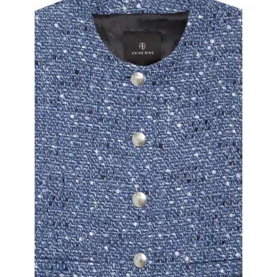 Anine Bing Cropped Tweed Jacket With Four Button Cuffs