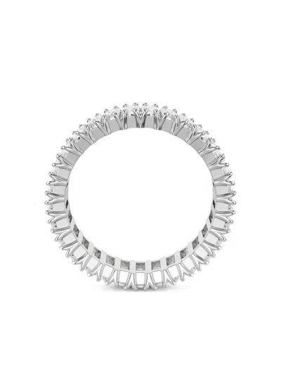 Swarovski Crystal Baguette Cut Gray Matrix Ring In Silver
