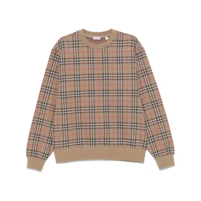 Burberry Check Pattern Sweatshirt With Embroidered Logo