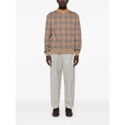 Burberry Check Pattern Sweatshirt With Embroidered Logo