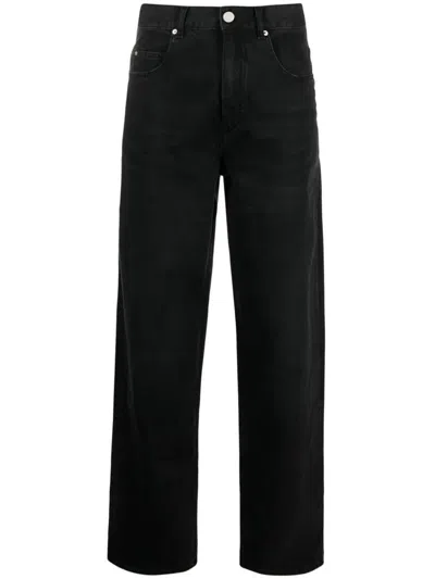 Isabel Marant Wide Leg Trousers Contrast Stitching In Faded Black