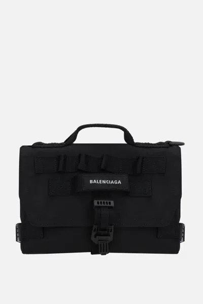 Balenciaga Army Logo-embroidered Messenger Bag In Black