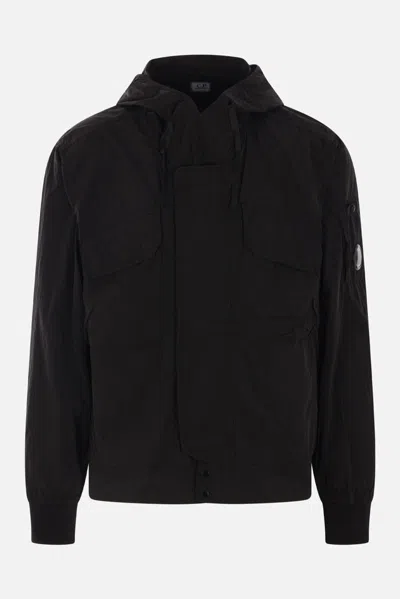 C.p. Company C.p.company Shell R Double Pocket Goggle Jacket In Black
