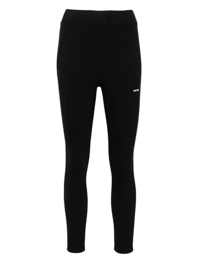 Team Wang Design Omens Black Logo-print Stretch-woven Leggings Xs In Black
