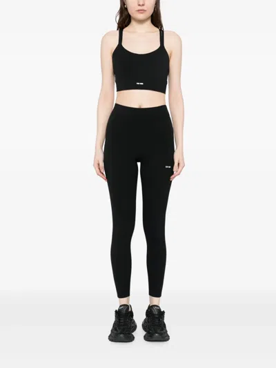 Team Wang Design Omens Black Logo-print Stretch-woven Leggings Xs In Black