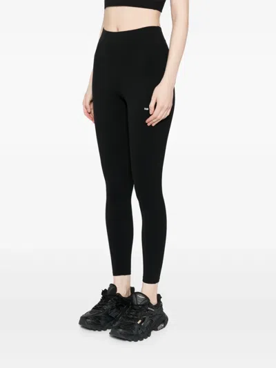 Team Wang Design Omens Black Logo-print Stretch-woven Leggings Xs In Black