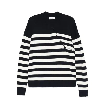 Laneus White And Blue Striped Cotton Polo Shirt