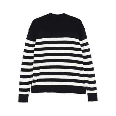 Laneus White And Blue Striped Cotton Polo Shirt